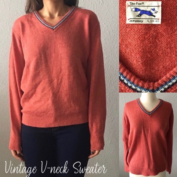 GUC Vintage 70s V-neck Fuzzy Baggy Slouchy Sweater - Picture 1 of 4
